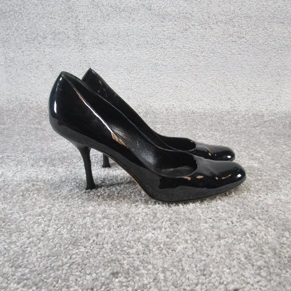 Gucci Heels Womens 8.5 B Black Patent Leather Closed Toe *Read - Picture 1 of 8